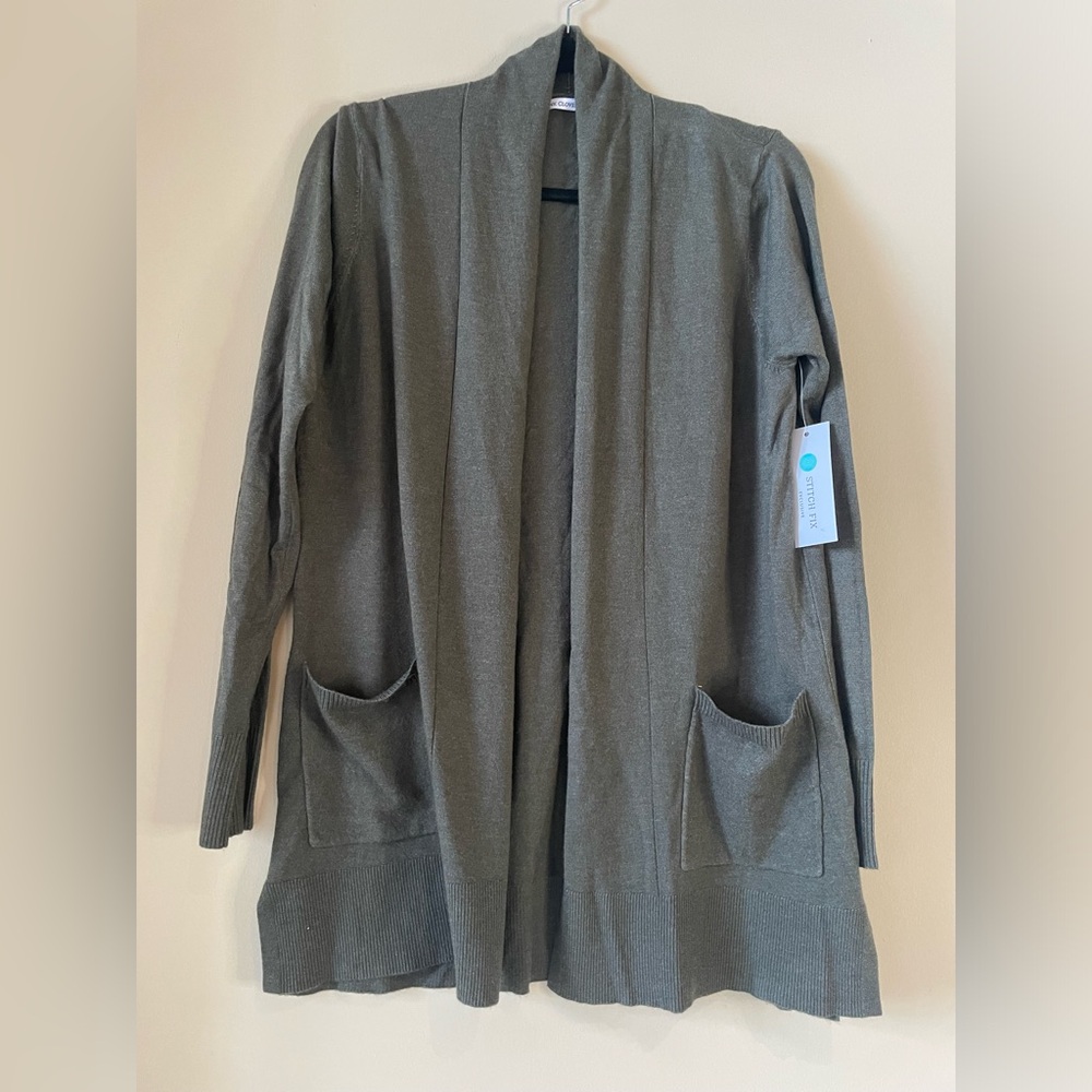 PINK CLOVER Olive Green Open Cardigan